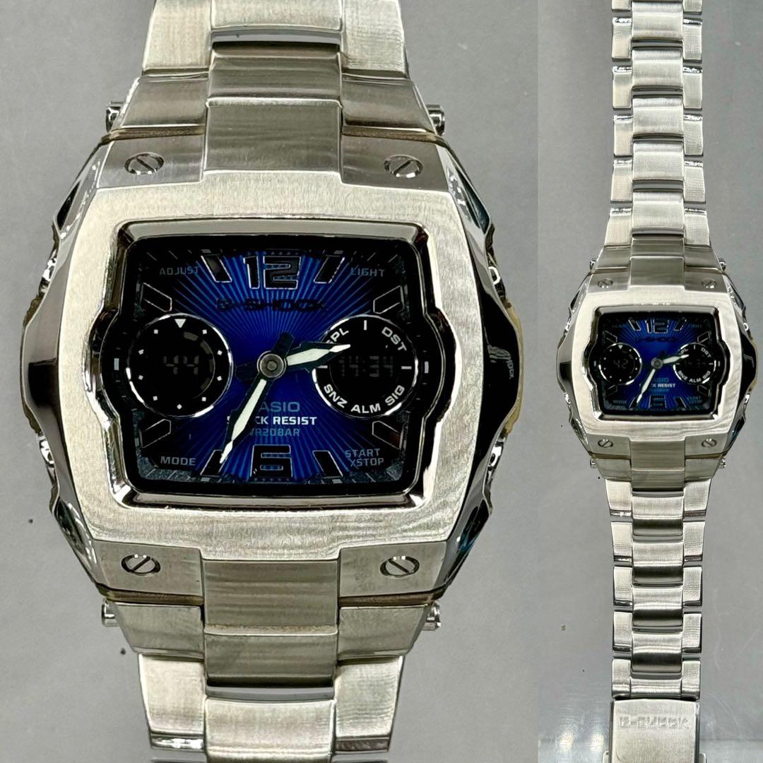 極美品 CASIO G-SHOCK G-011D ブルー アナデジ メタルバンド - メルカリ