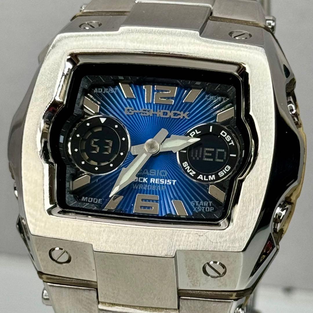 極美品 CASIO G-SHOCK G-011D ブルー アナデジ メタルバンド - メルカリ