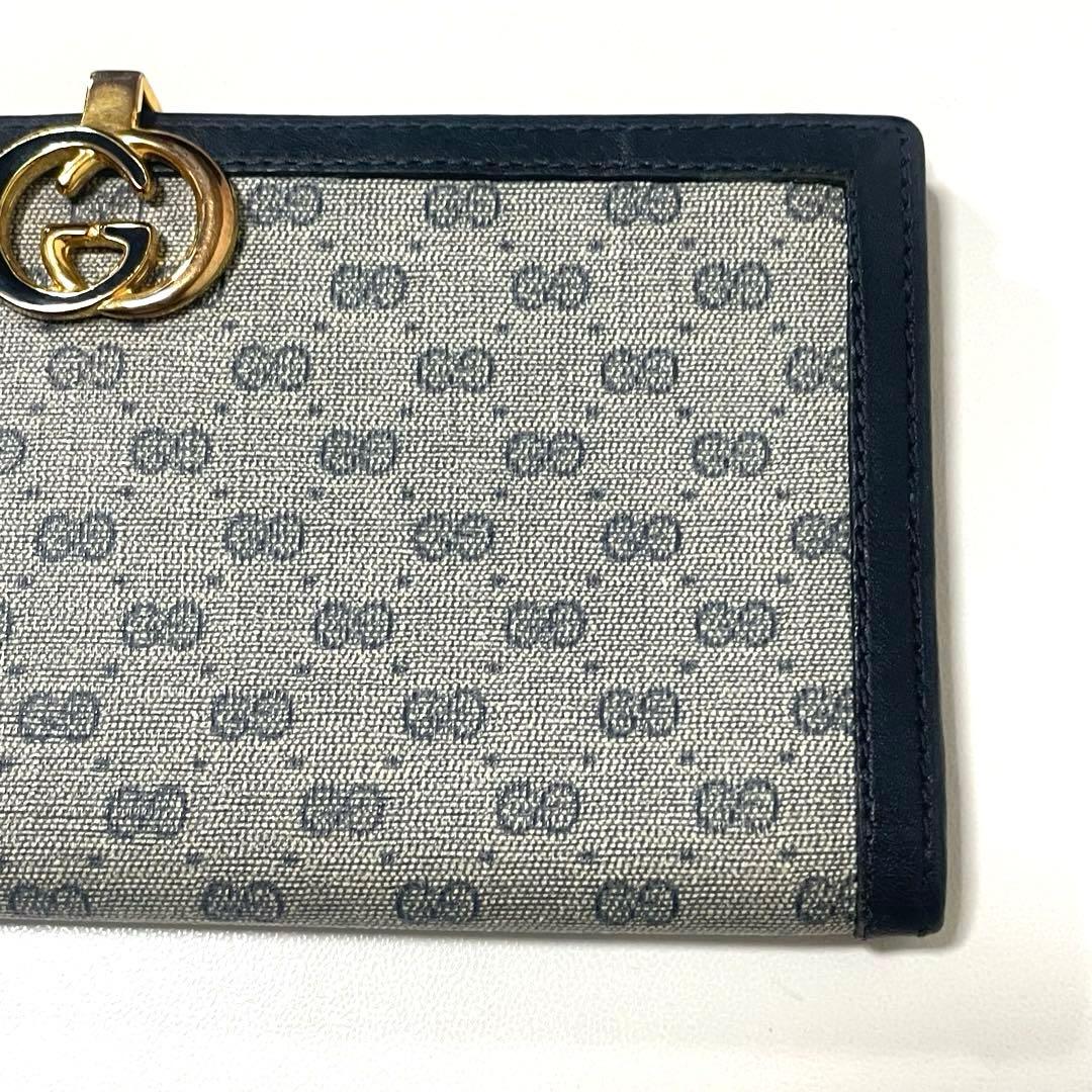 オールドグッチ GUCCI GGパターン 長財布 ネイビー/グレー ユニセックス