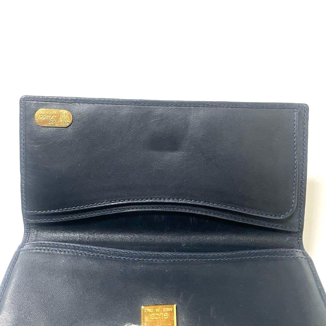 オールドグッチ GUCCI GGパターン 長財布 ネイビー/グレー ユニセックス