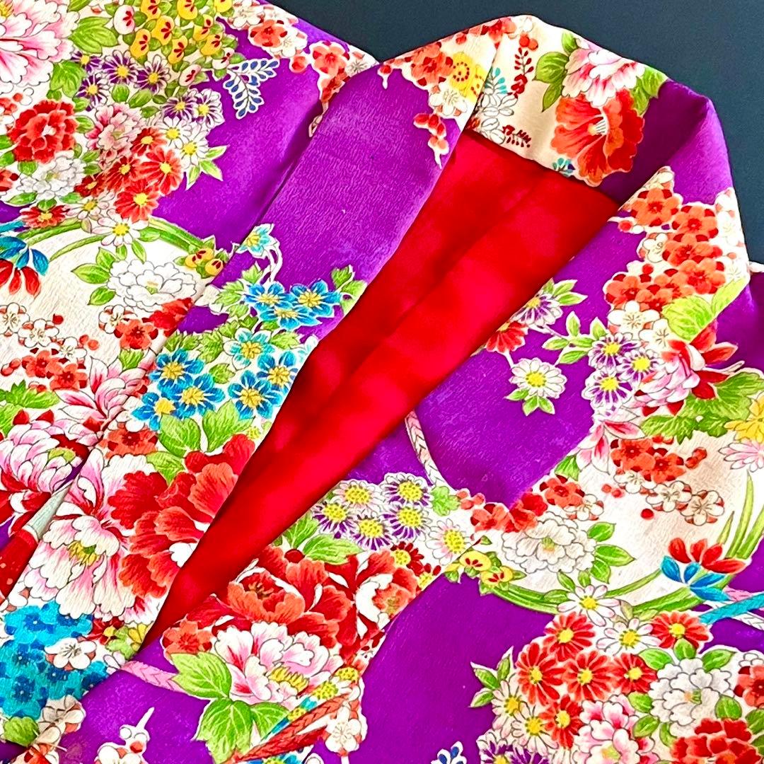 正絹 アンティーク着物 七五三 ◇鼓 地紙 花丸紋 古典柄 - メルカリ