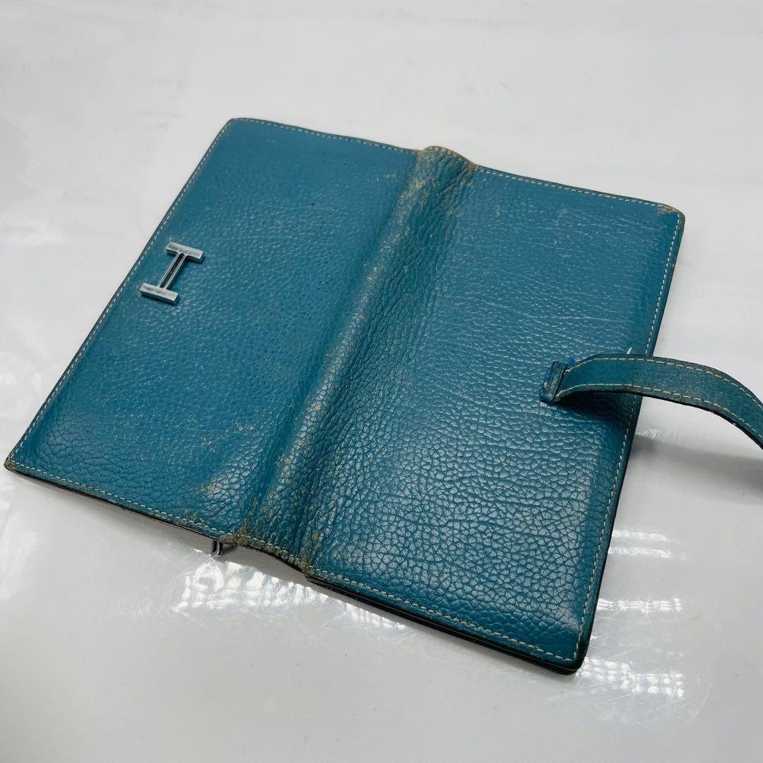 【kk/12.16/10】HERMES 財布 ベアンスフレ ヴォーエプソンブルー