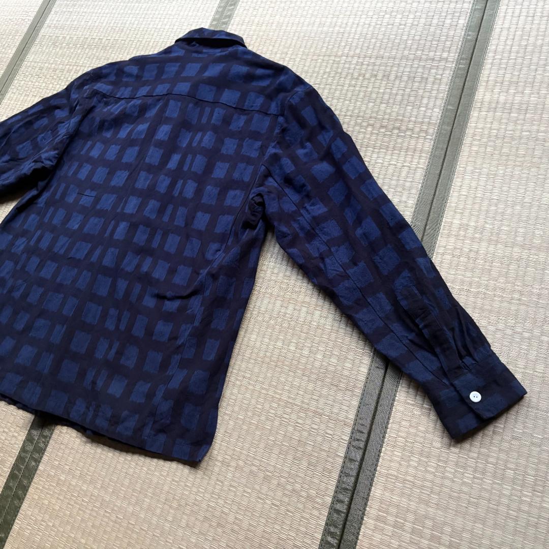 SOWBOW 開襟シャツ 久留米絣 濃紺 ワンピースカラー サイズ4 - メルカリ