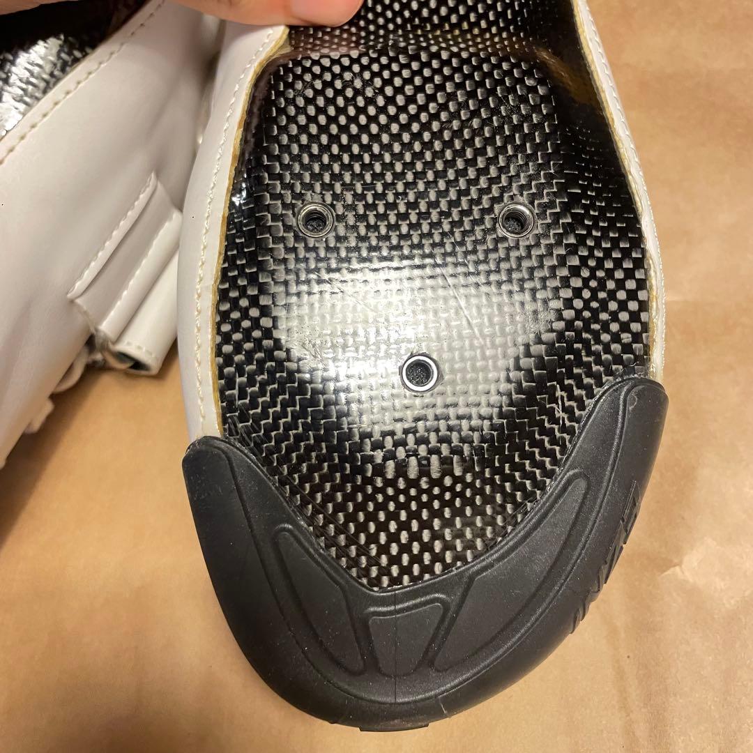 EZNI 自転車シューズ ホワイト ベルクロ 25.5 ハンドメイド 美品 競輪