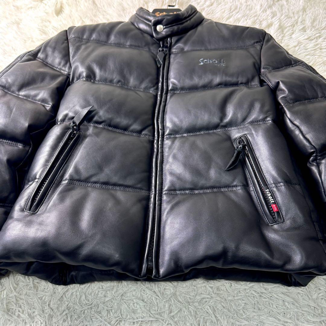 極美品✨schott レザーダウンジャケット ライダース 羊革 2XL 黒