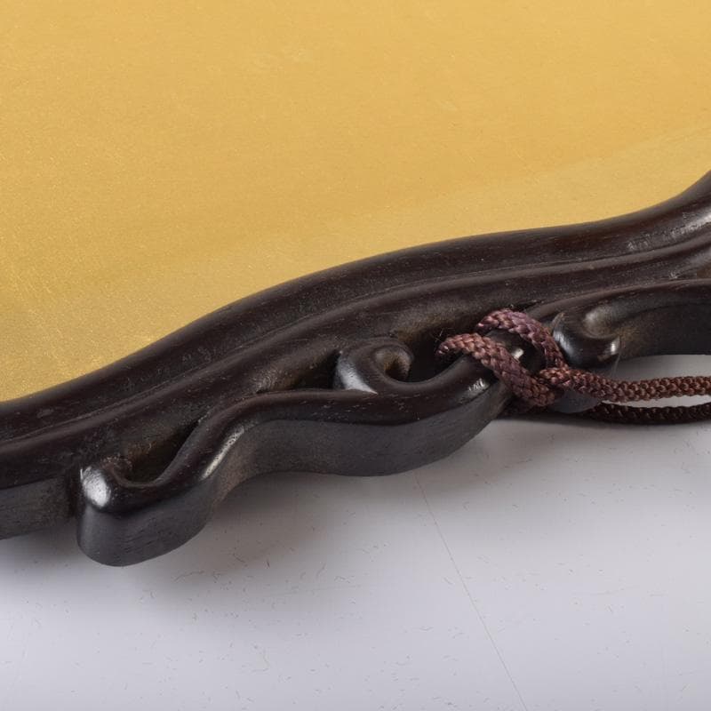 中国　斉白石　水墨画　朝顔図　工芸印刷　時代唐木雲板額　N　7623A