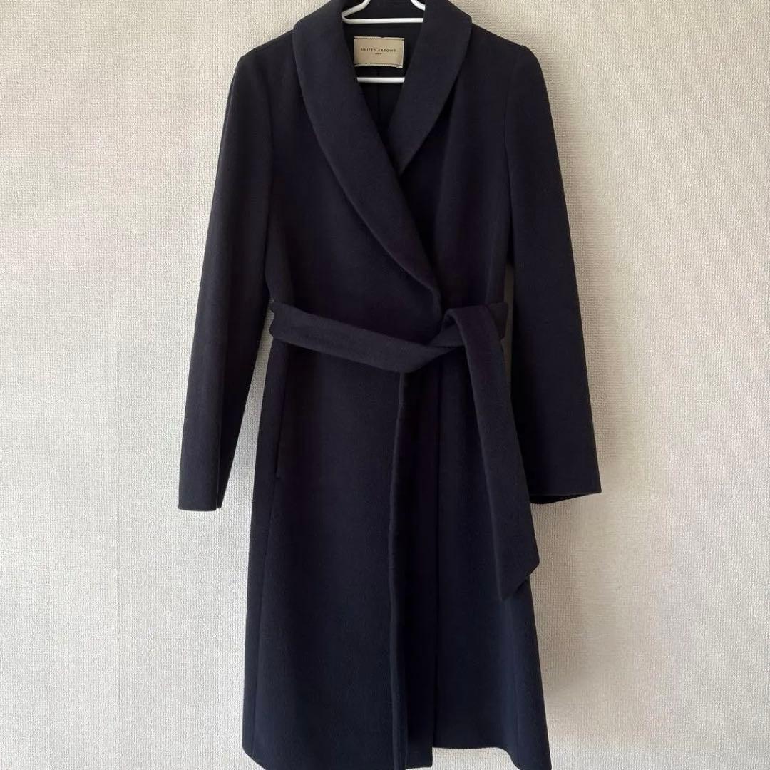 UNITED ARROWS ネイビー アンゴラウールコート 中古・古着通販】UNITED ARROWS (ユナイテッドアローズ) ダブル