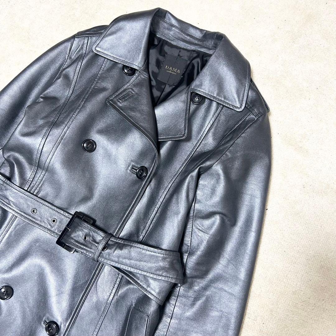 極美品 ダーマコレクション レザートレンチコート ラムレザー