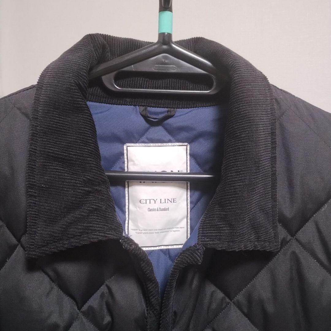 TAION パイピングバイカラーロングダウンコート Lサイズ BLACK