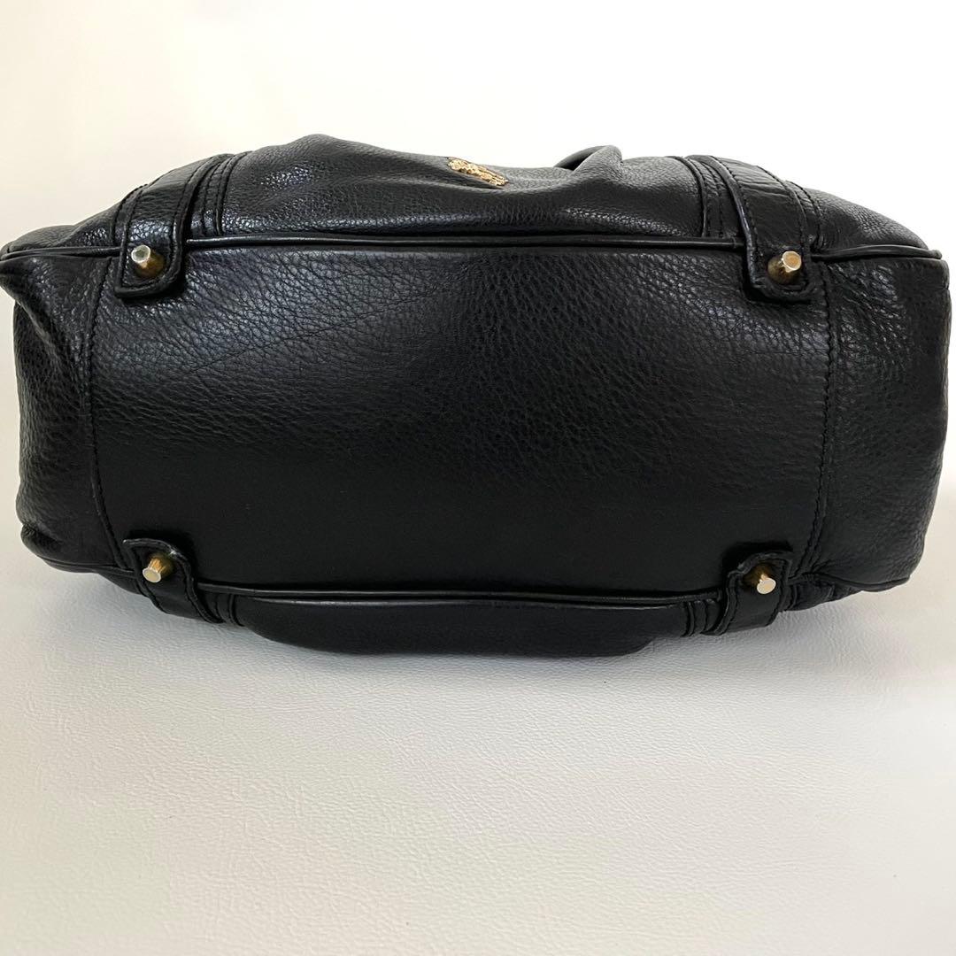 バーバリー ハンドバッグ ブラックレザー メガチェック ホースロゴ