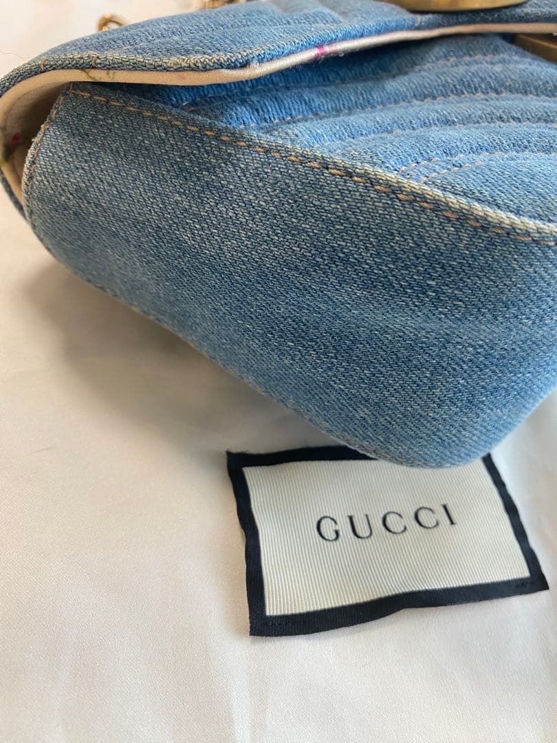 極美品✨】GUCCI GGマーモント デニム チェーン ショルダーバッグ
