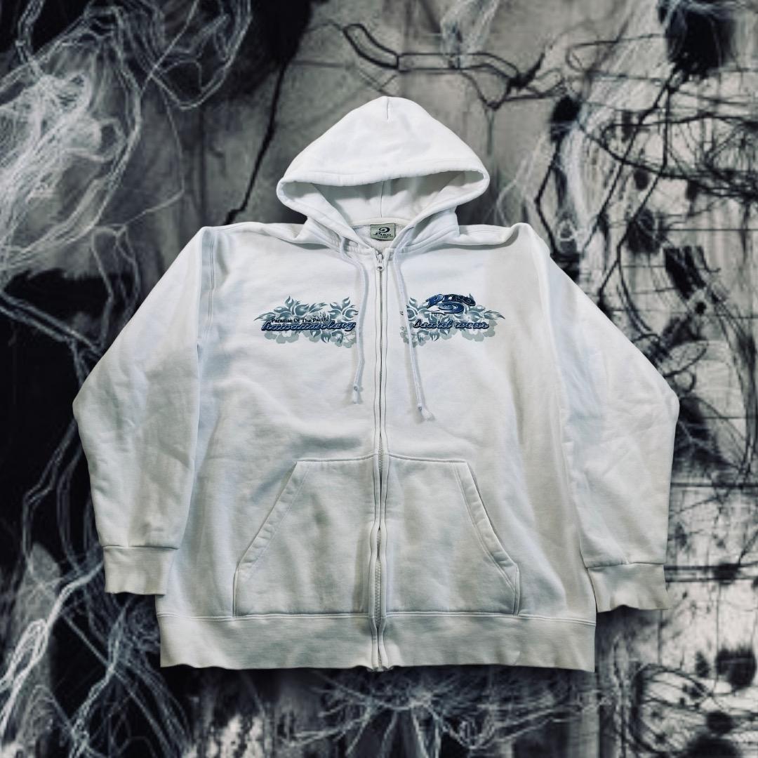PIKO 90sアーカイブ サーフ系 y2k ギャル男 ロゴ 白ジップパーカー