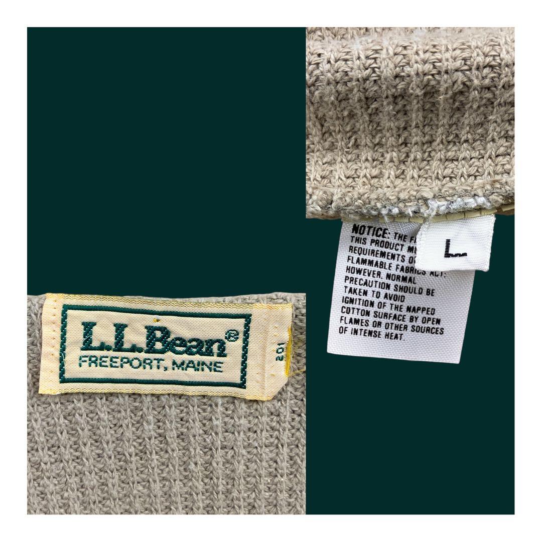 80s USA製 L.L.Bean エルエルビーン ヘンリーネックコットンニット