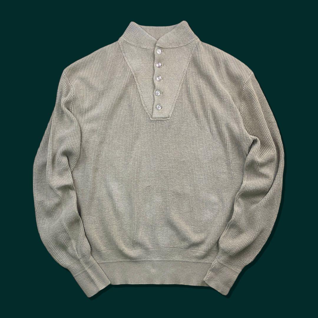 80s USA製 L.L.Bean エルエルビーン ヘンリーネックコットンニット