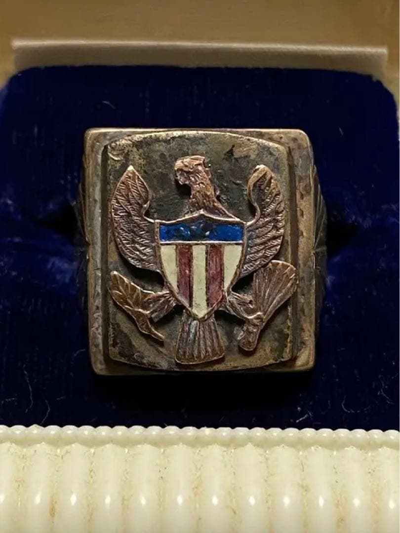 40s'ビンテージメキシカンリングarmyアメリカ国章デザイン ビンテージリング ヴィンテージ メキシカン リング スカル【Made in MEXICO - US ARMY