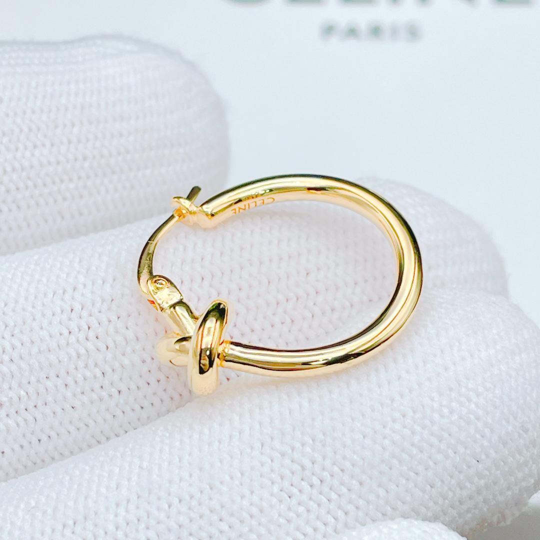 ◇セリーヌ◇ 新品仕上済 ノット スモール フープ ピアス ゴールド 2.66g