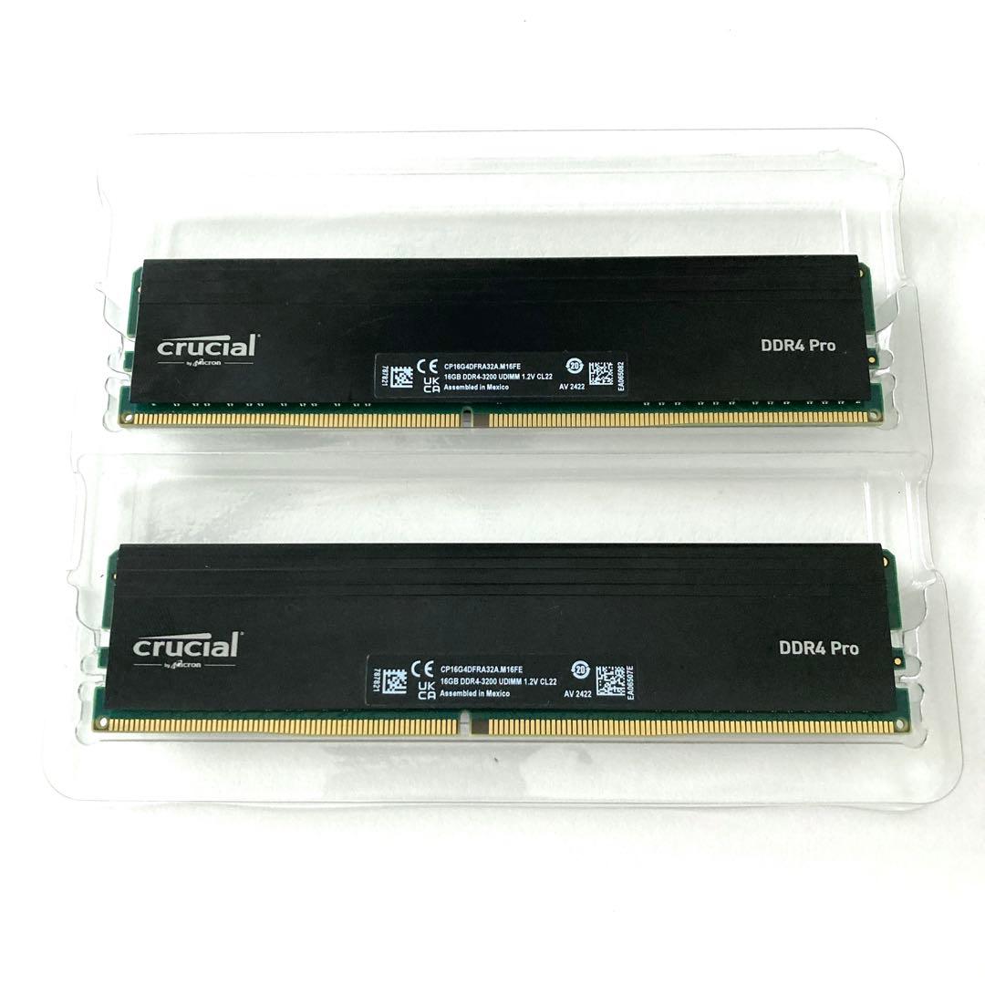 動作確認済】 Crucial DDR4 16GB ×2（計32GB）