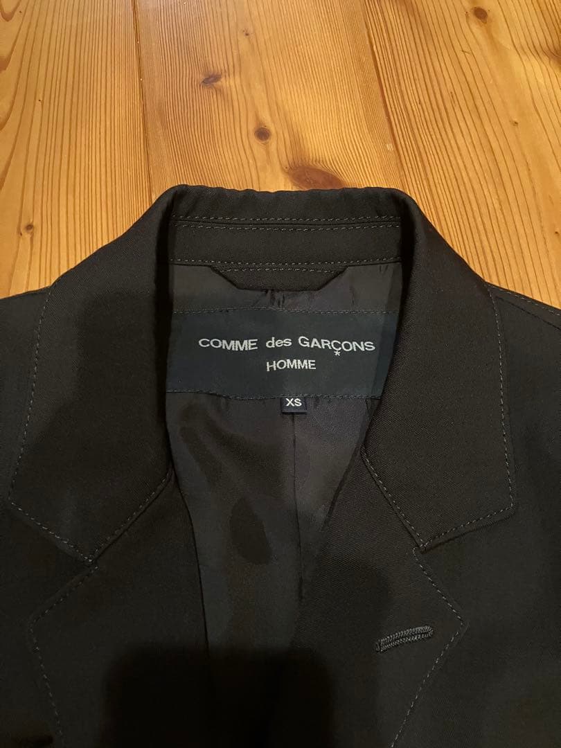 コムデギャルソン・オム チェスターコート ネイビー 裏地ドット柄