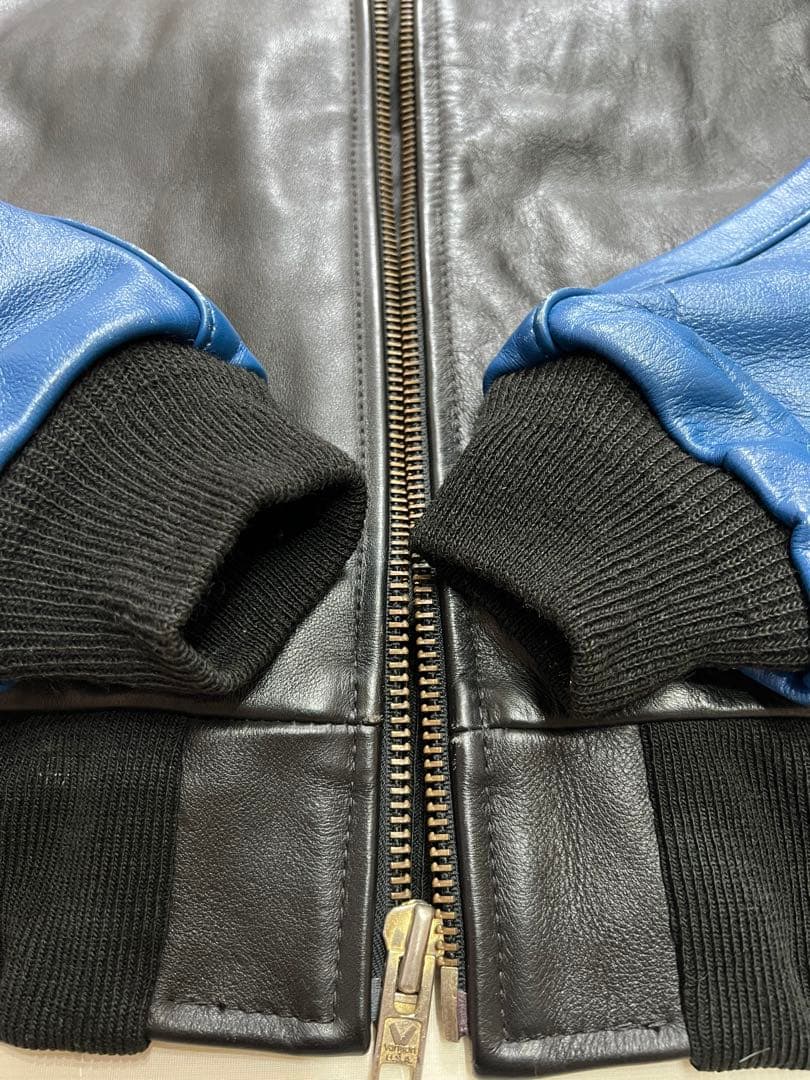 VANSON レザージャケット TJV バンソン青 黒 サイズ36 Sサイズ相当