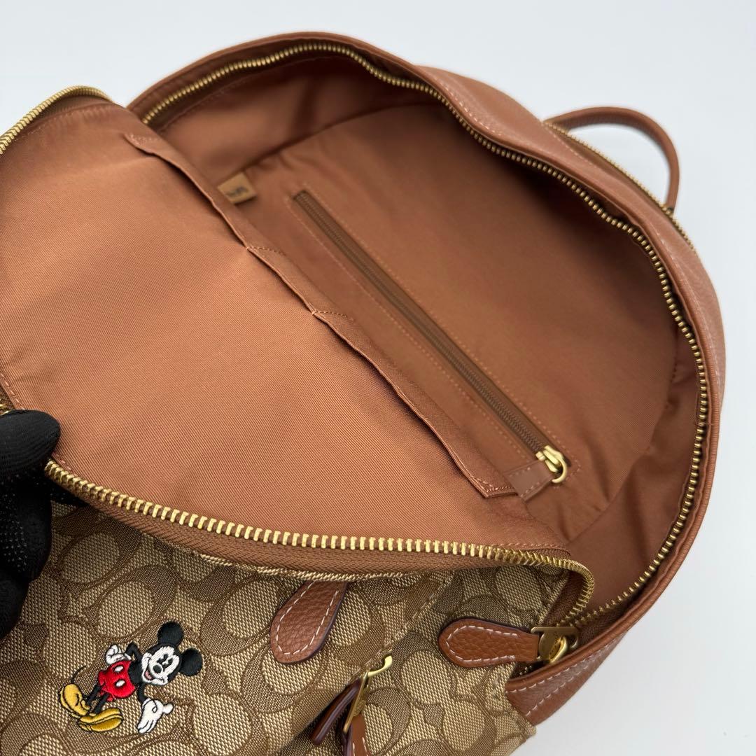 極美品】コーチ×ディズニー ミッキーレザーリュック シグネチャー ジャ