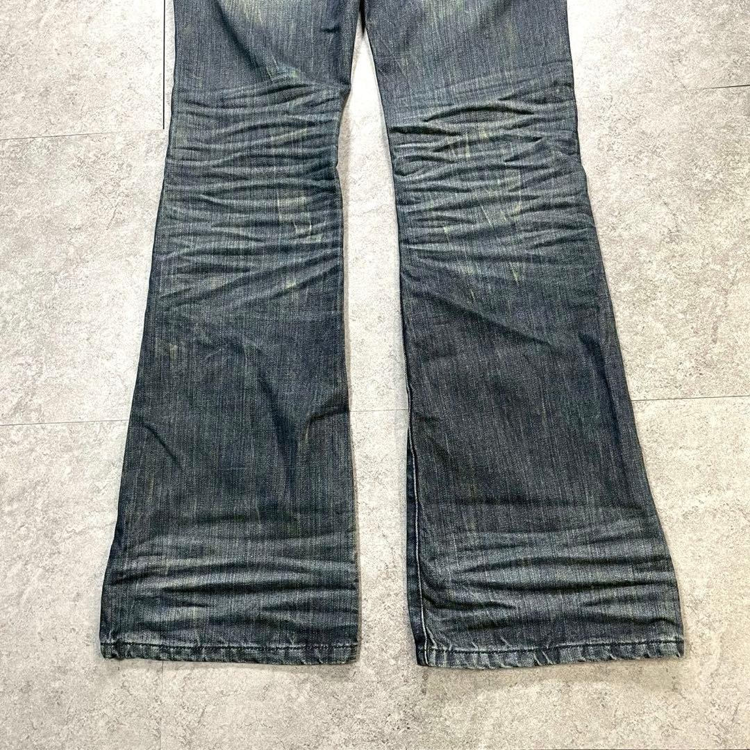 00s【archive】ジップフレアデニム/Y2K/スタッズ/お兄系/ギャル男◎