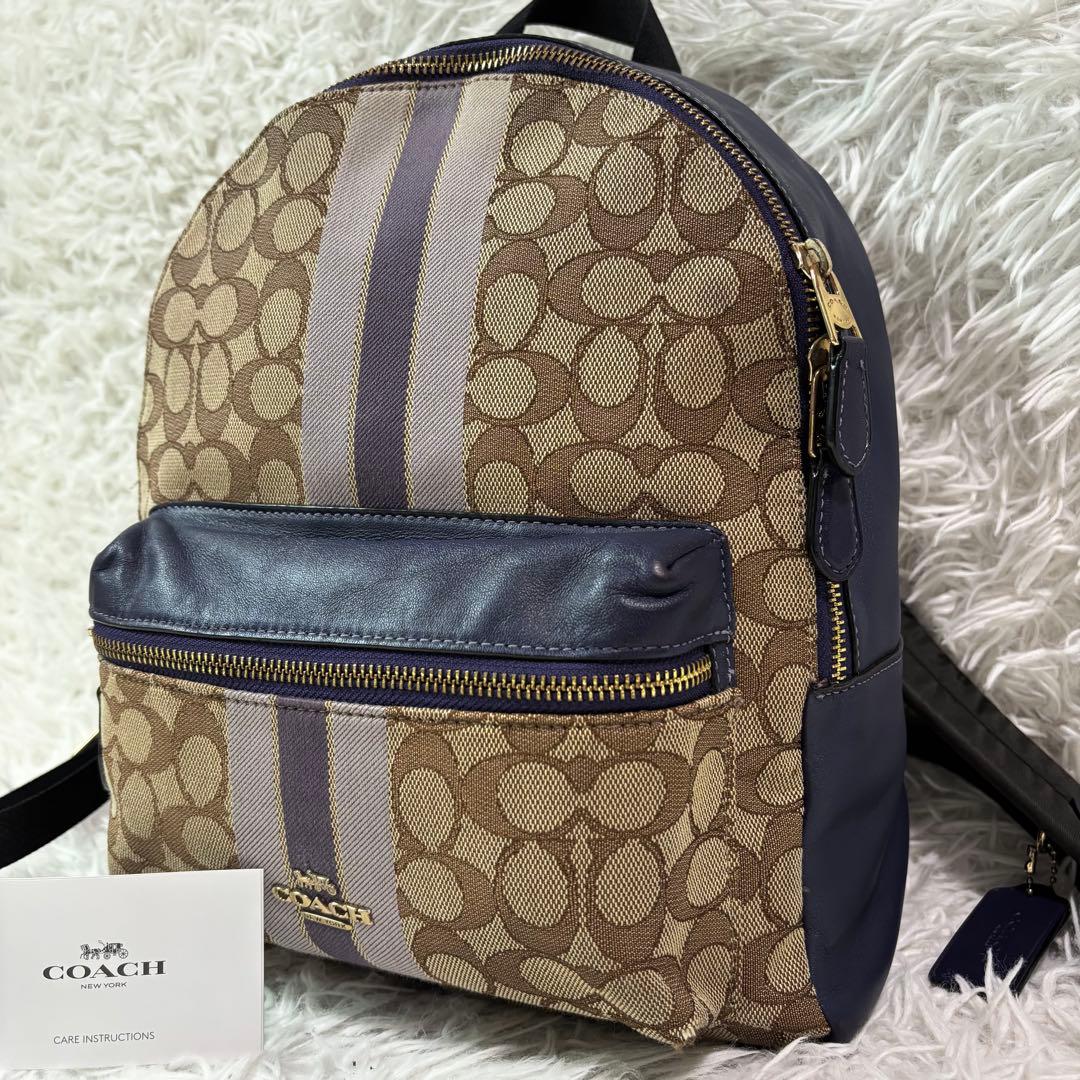 希少色/極美品✨コーチ リュック ヘリテージ シグネチャー ゴールド