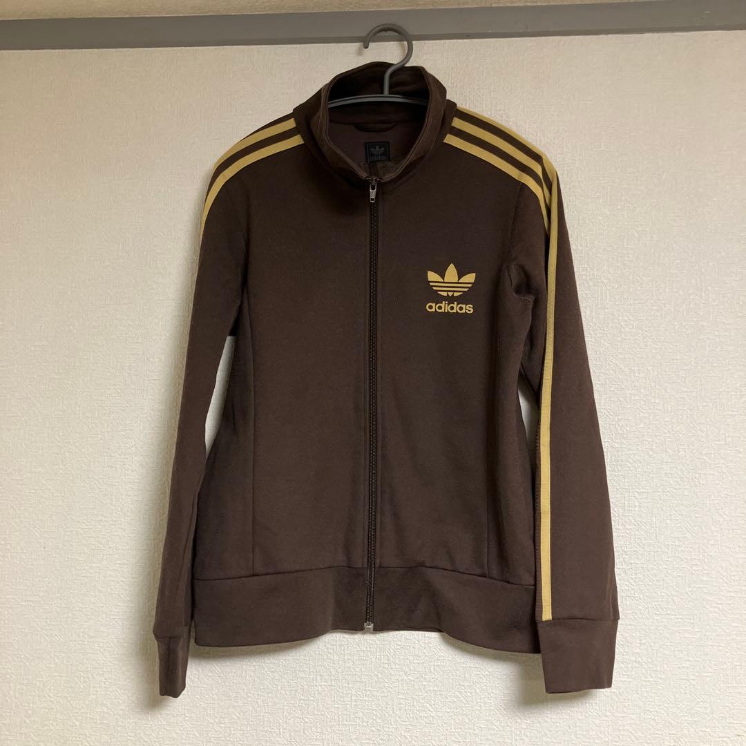アディダス トラックジャケット ブラウン系 トレフォイル デカロゴ L 中古・古着通販】adidas (アディダス) トラックジャケット ブラウン