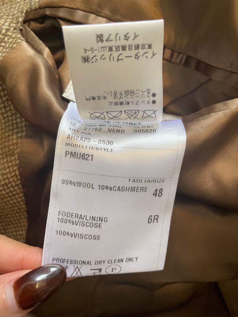 CARUSO メンズ ロングコート カシミア ブラウンファー付