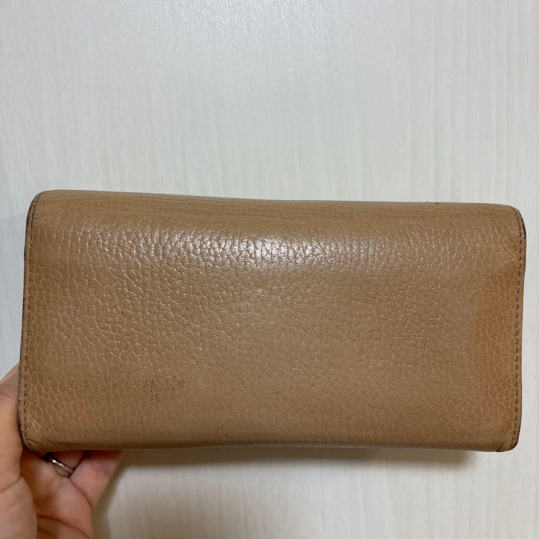 Gucci ベージュ レザー 長財布 GGロゴ