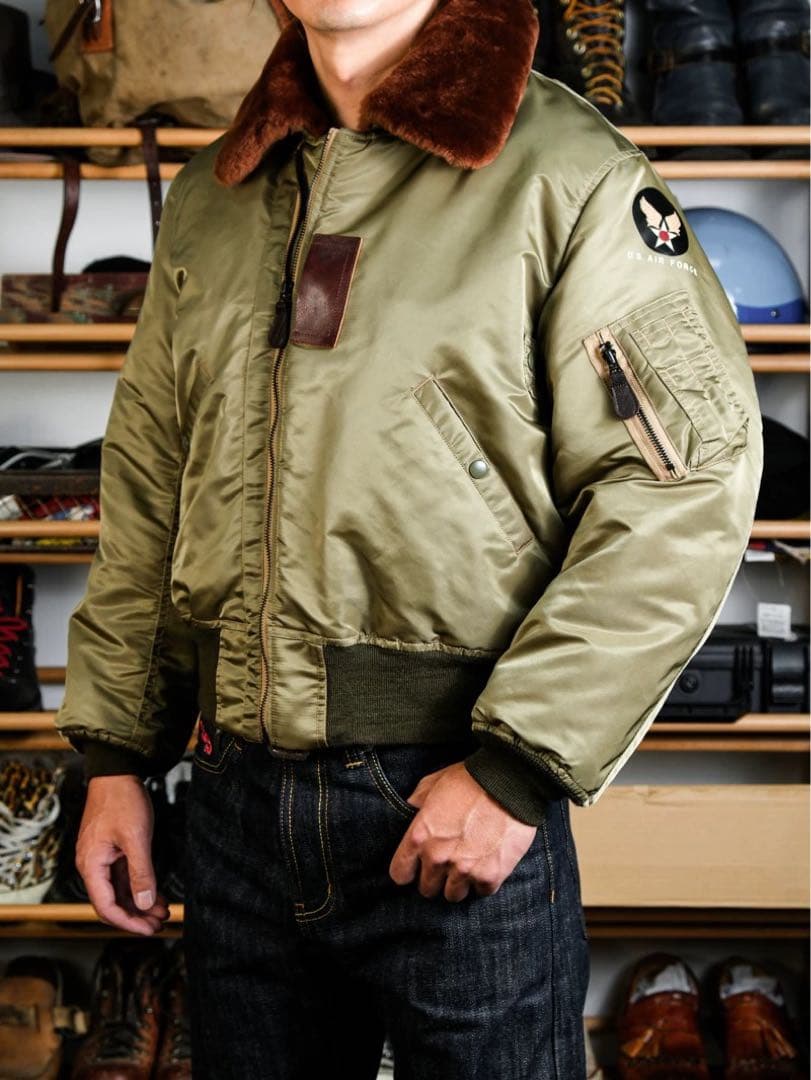 サイズ38M希少 B-15B 初期型 復刻 MA-1 no.3220規格 馬革