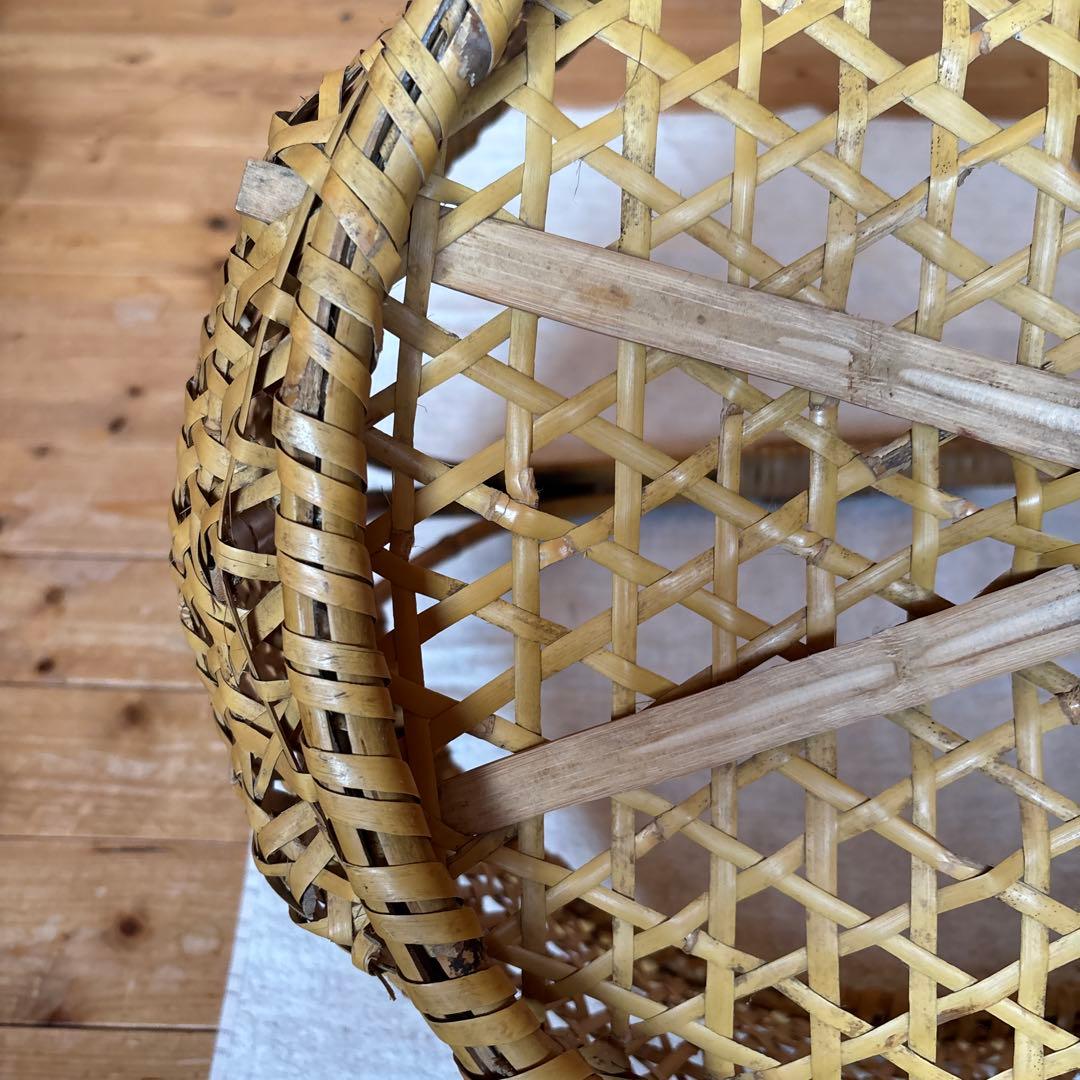 激レア 入手困難 根曲がり竹手籠 昭和レトロな逸品 ￼ヴィンテージ 大きな