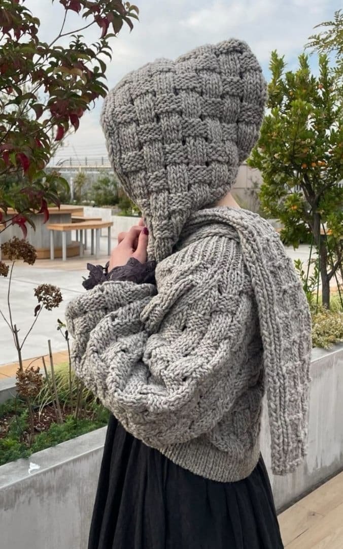 ツハルTSUHARU【ペルーニット】柄編みバラクラバ新品グレー 今季完売