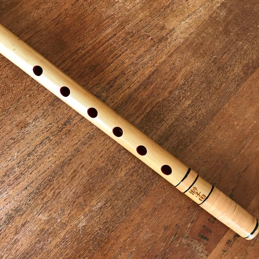 篠笛獅子田流竹水五本調子六穴天地籐巻自然色仕上げ