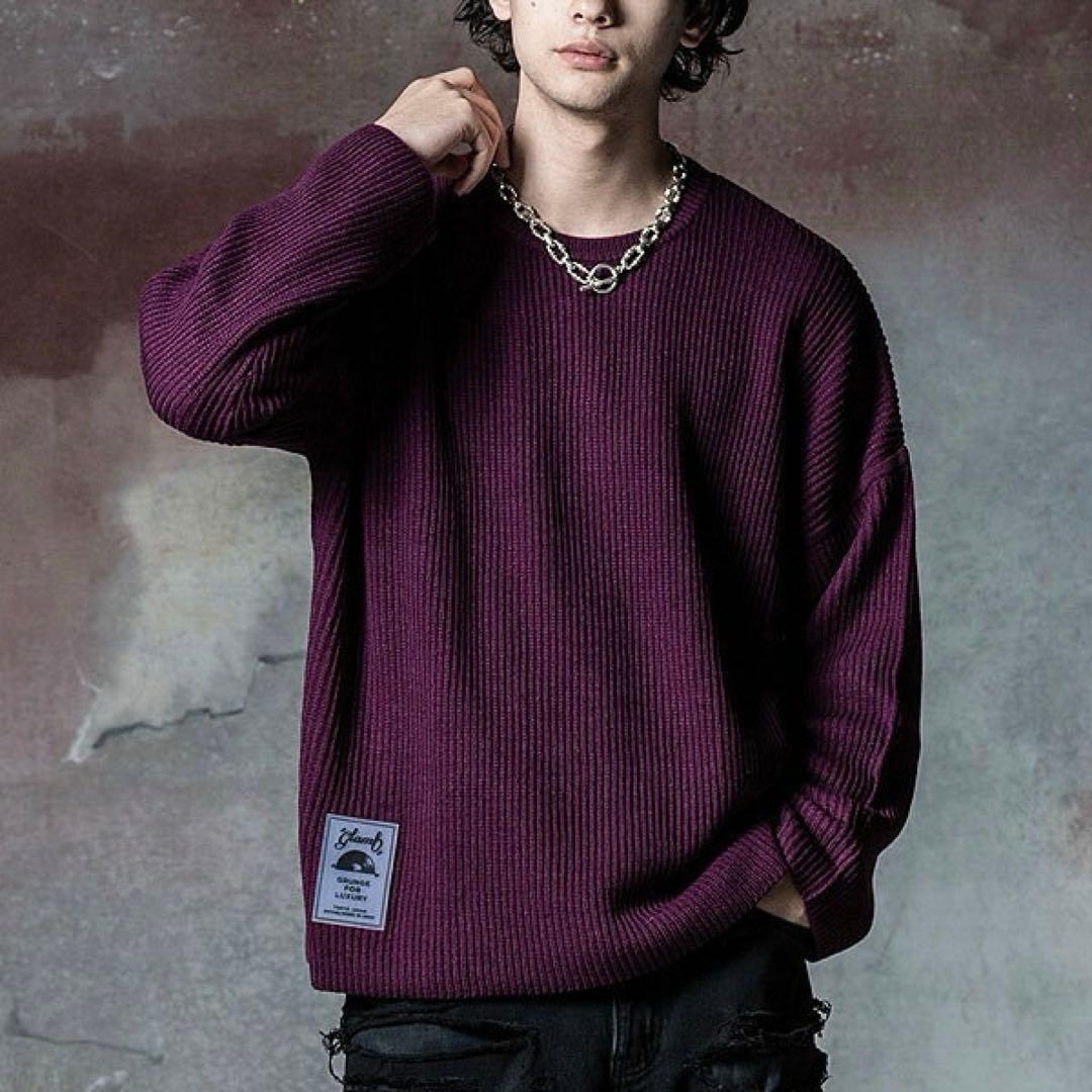glamb パープル 編みオーバーサイズセーター Rubber Tag Knit - メルカリ