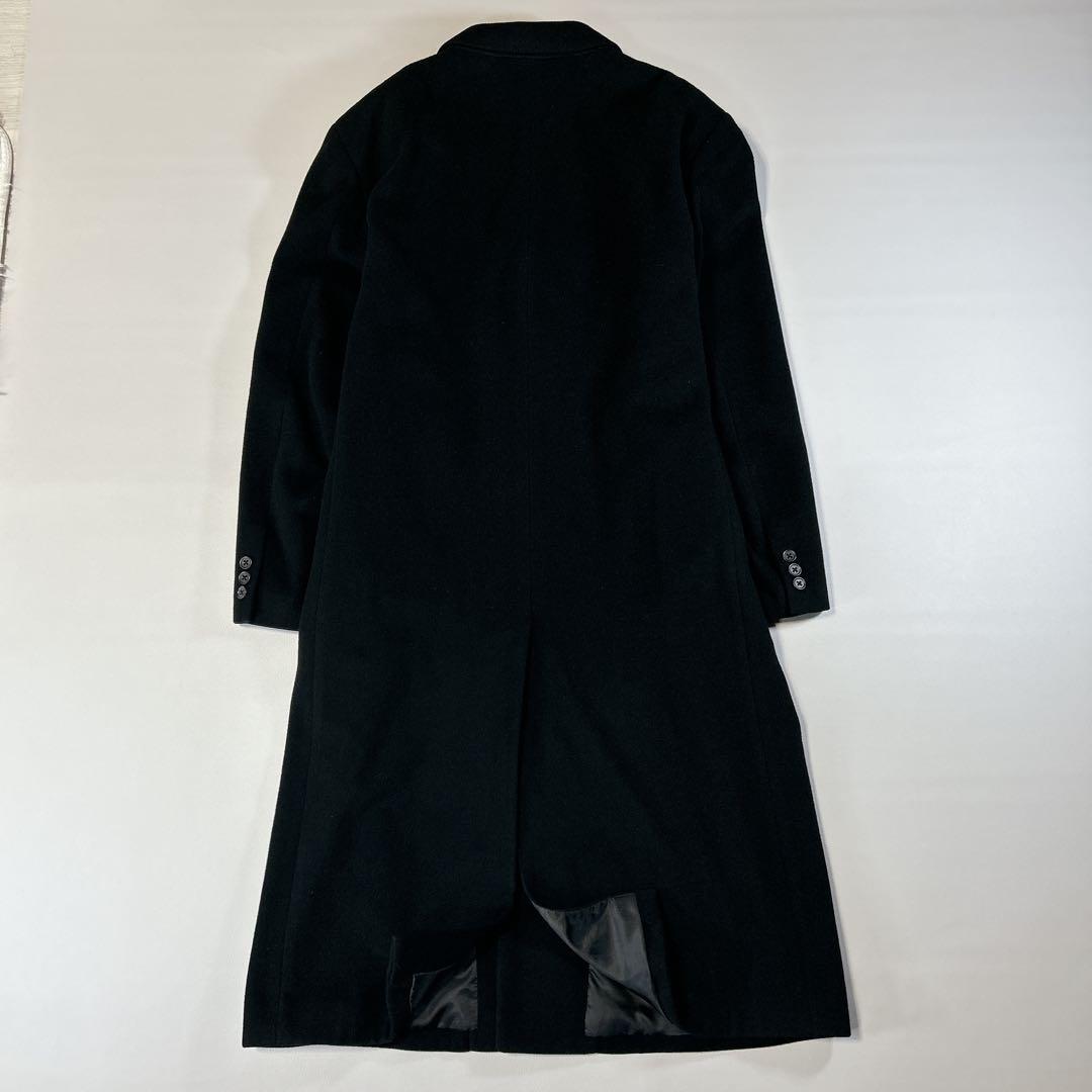 BALESTRINO カシミヤラム混 マキシ丈 ロングチェスターコート 黒 XL