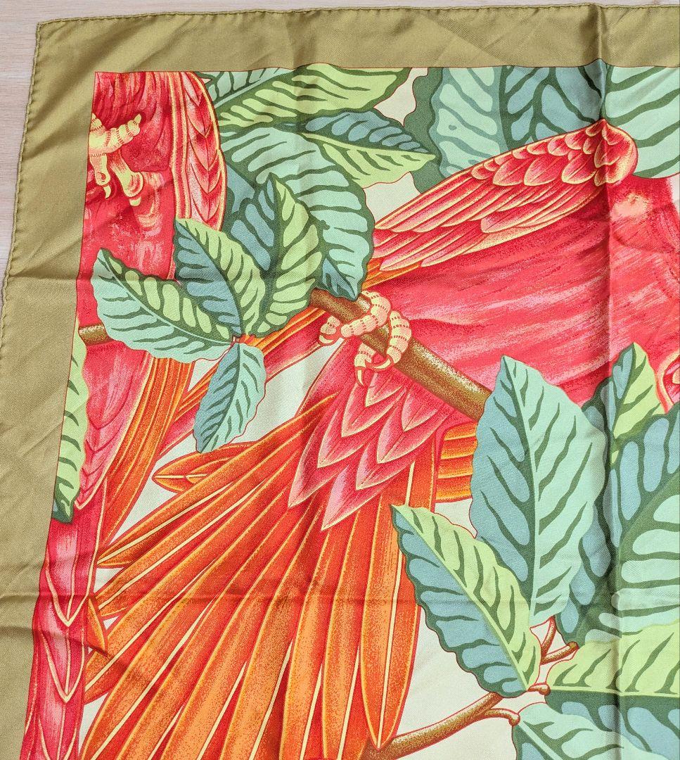 HERMESエルメス カレ90 オウムのディテール シルク100% - メルカリ