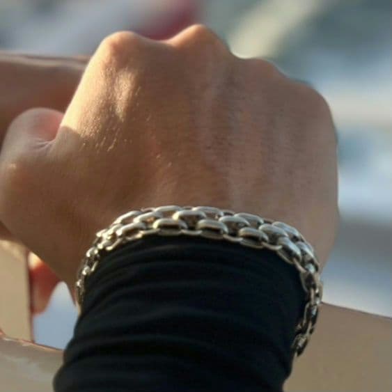 3連チェーンブレスレット SILVER925 極太 太め 大きめ シルバー925 太め シルバー925 チェーンブレスレット 六字真言 金剛杵 三連