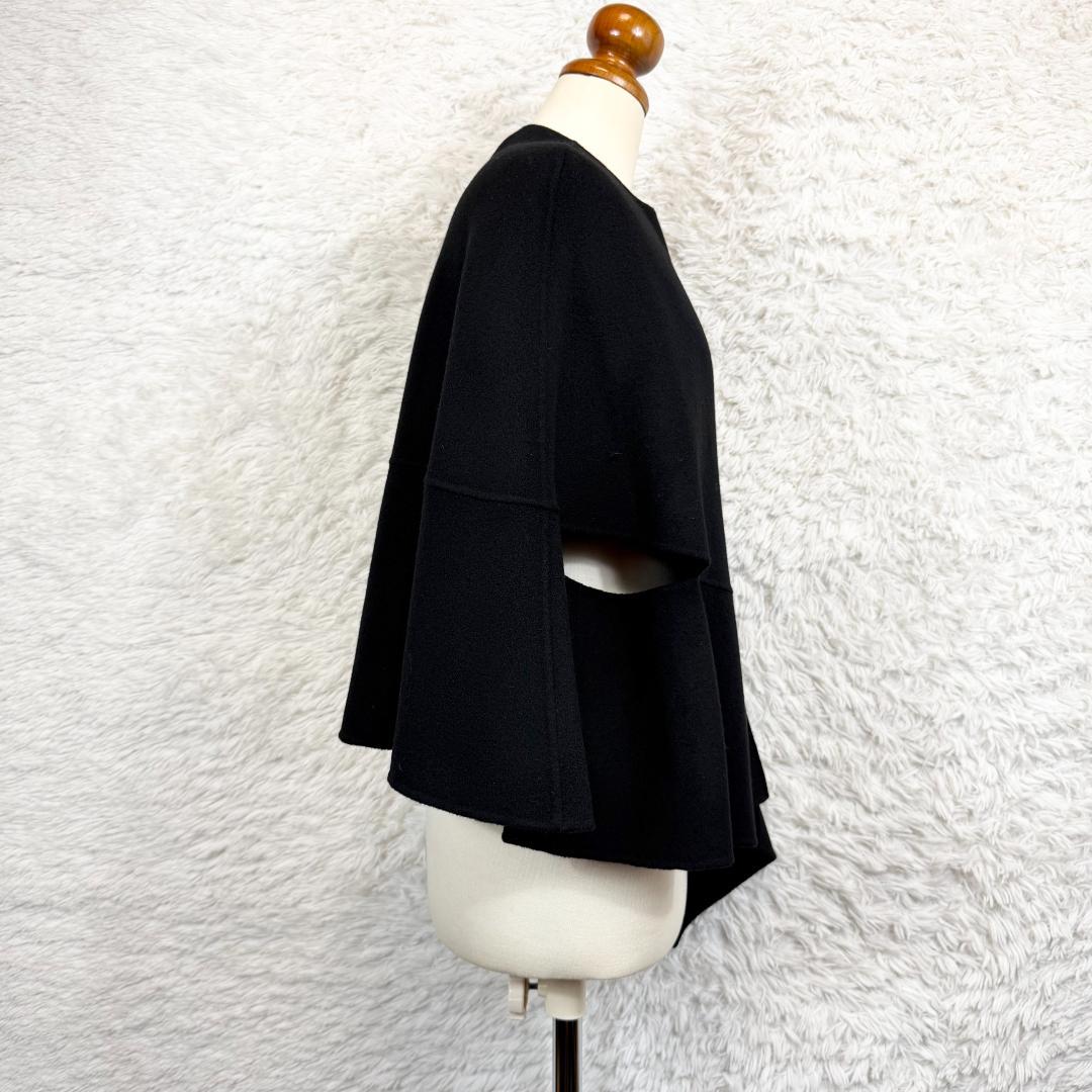 美品】ANTEPRIMA ケープコート アシメ カシミヤ混 ウール 黒 38