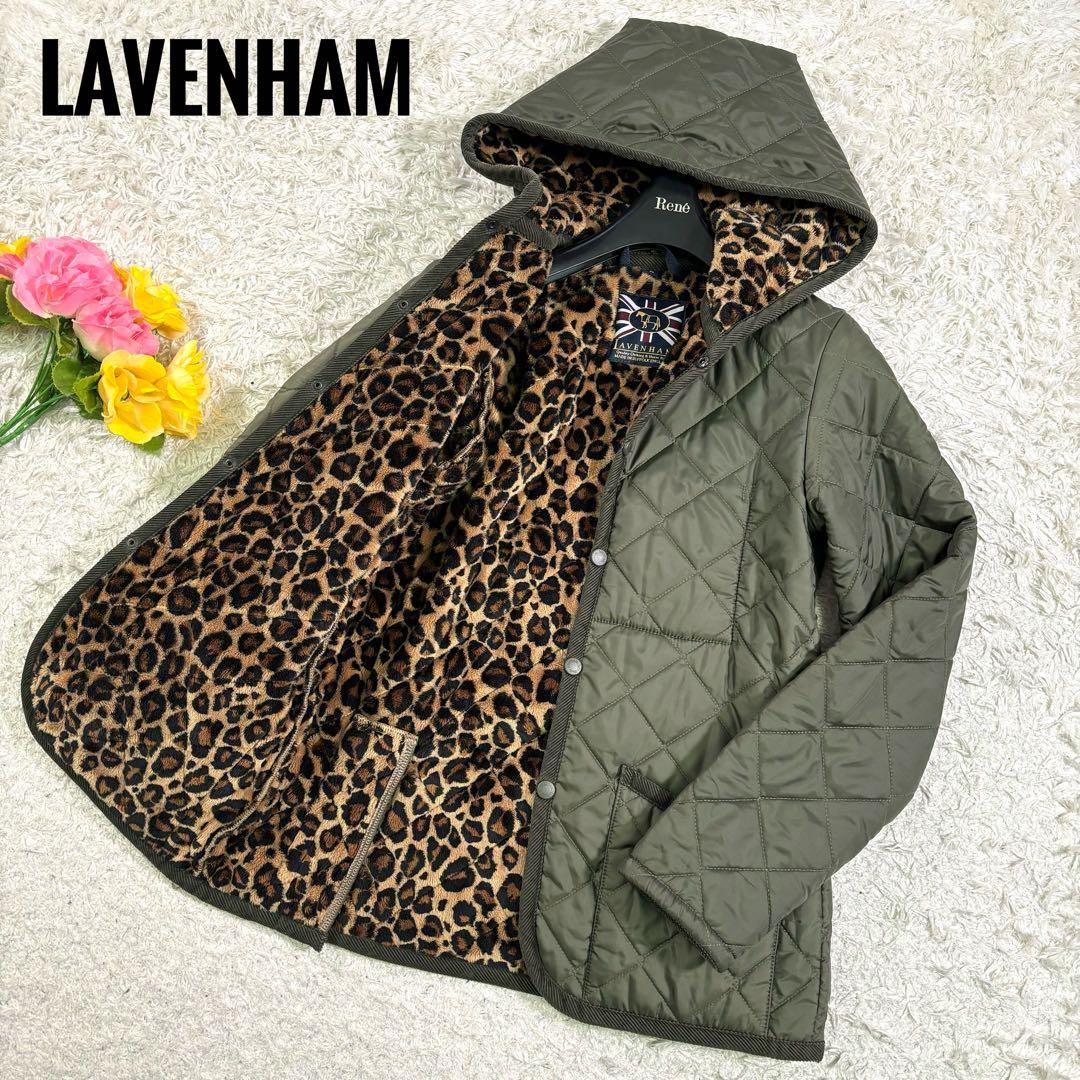 希少 ラベンハム イギリス製 裏起毛 レオパード キルティング フード