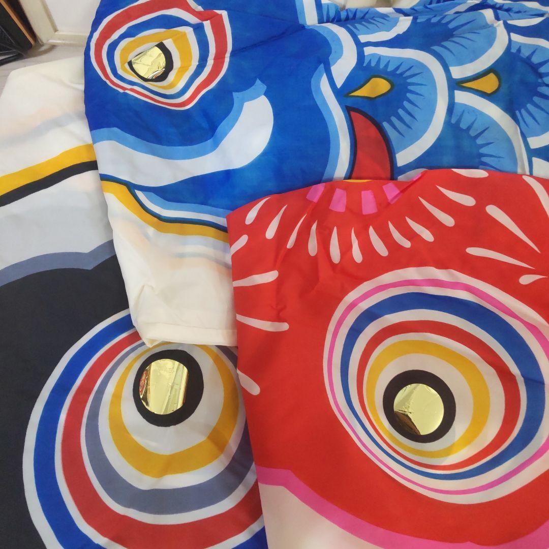 大幅値下げ 鯉のぼり 4メートル 筆頭3本＋吹き流しレトロ　ナイロン製東レ東旭印 鯉のぼり 庭園用 キング印 ナイロン鯉 五色吹流し 3匹6点セット ポール