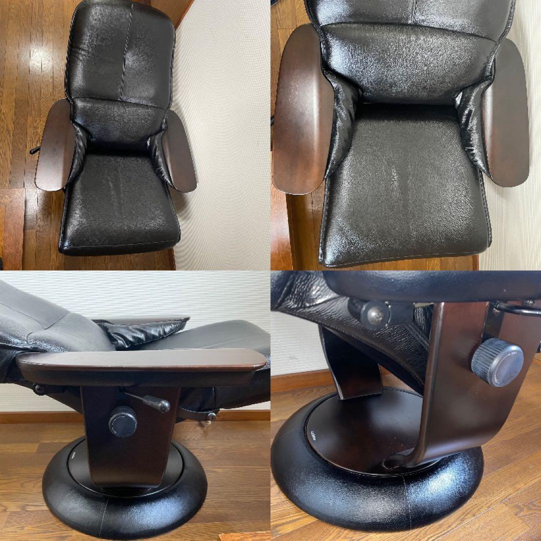 ☆美品 カリモク 本革 リクライニングチェア ブラック デスクチェア