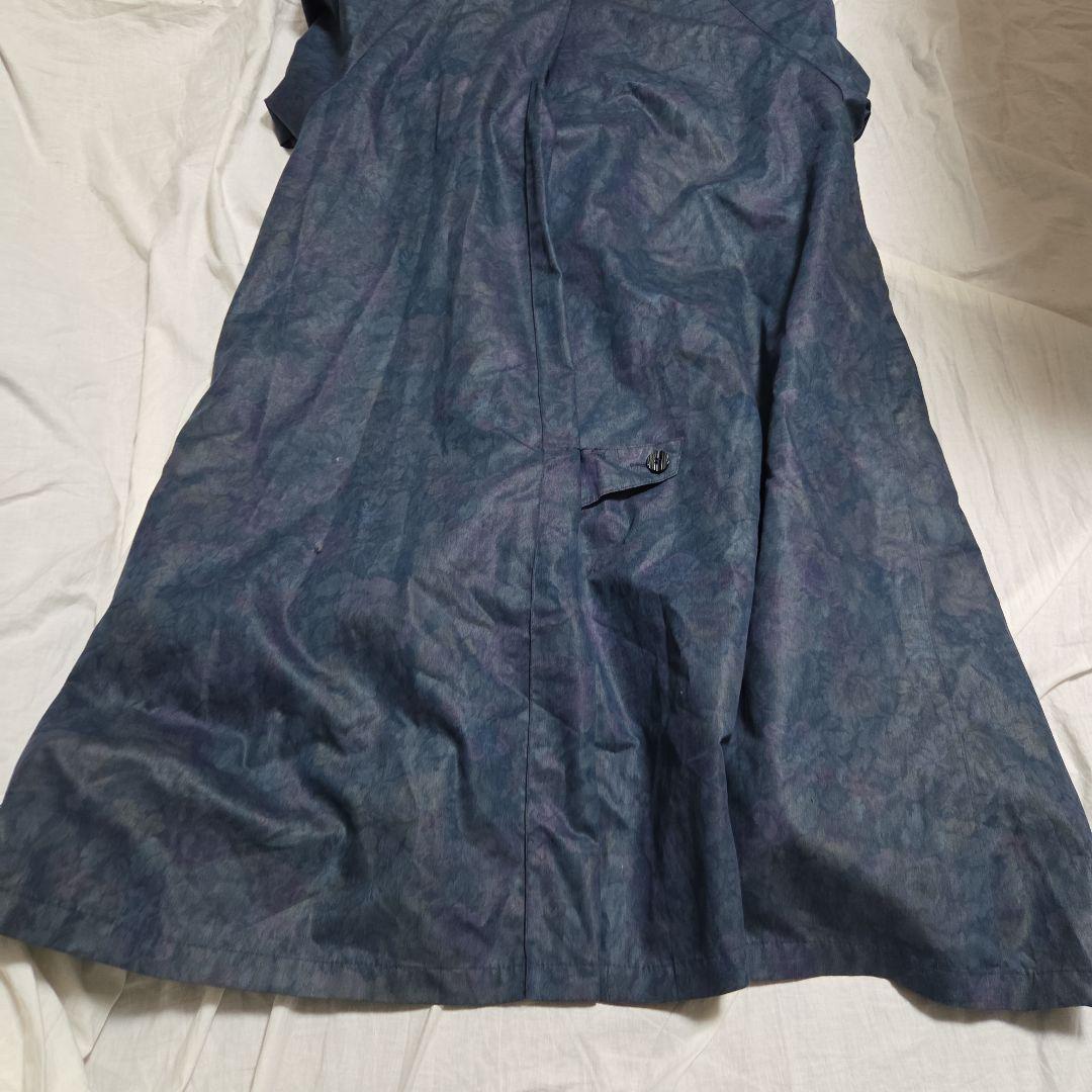 美品！ロンドンフォグ 紺×紫花柄Aラインロングコート ライナー付 米国製