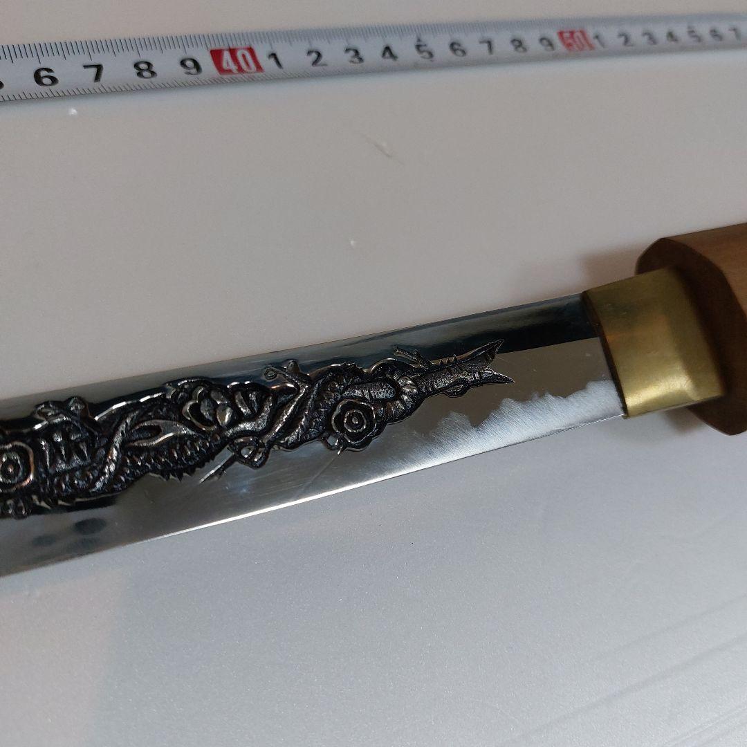模造刀 竜彫刀 アンティーク 梵字 刀 白サヤ竜彫居合模擬刀日本