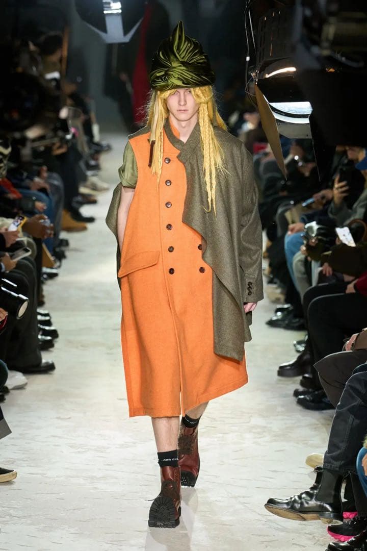 コムデギャルソンオムプリュス　look34 コート COMME des GARCONS HOMME PLUS コート ポリ縮絨製品染め 2段 連結