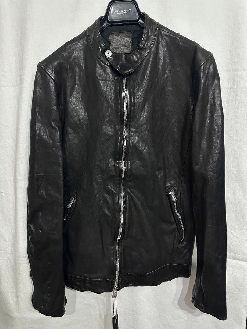 新品BACKLASHショルダーレザー製品染めシングルライダース/バック