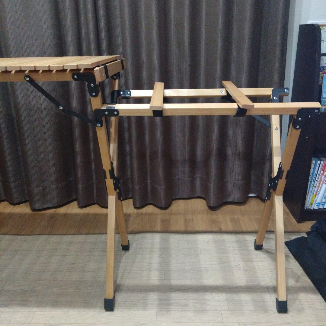 美品】ハイランダー ウッドキッチンテーブル 収納袋付き