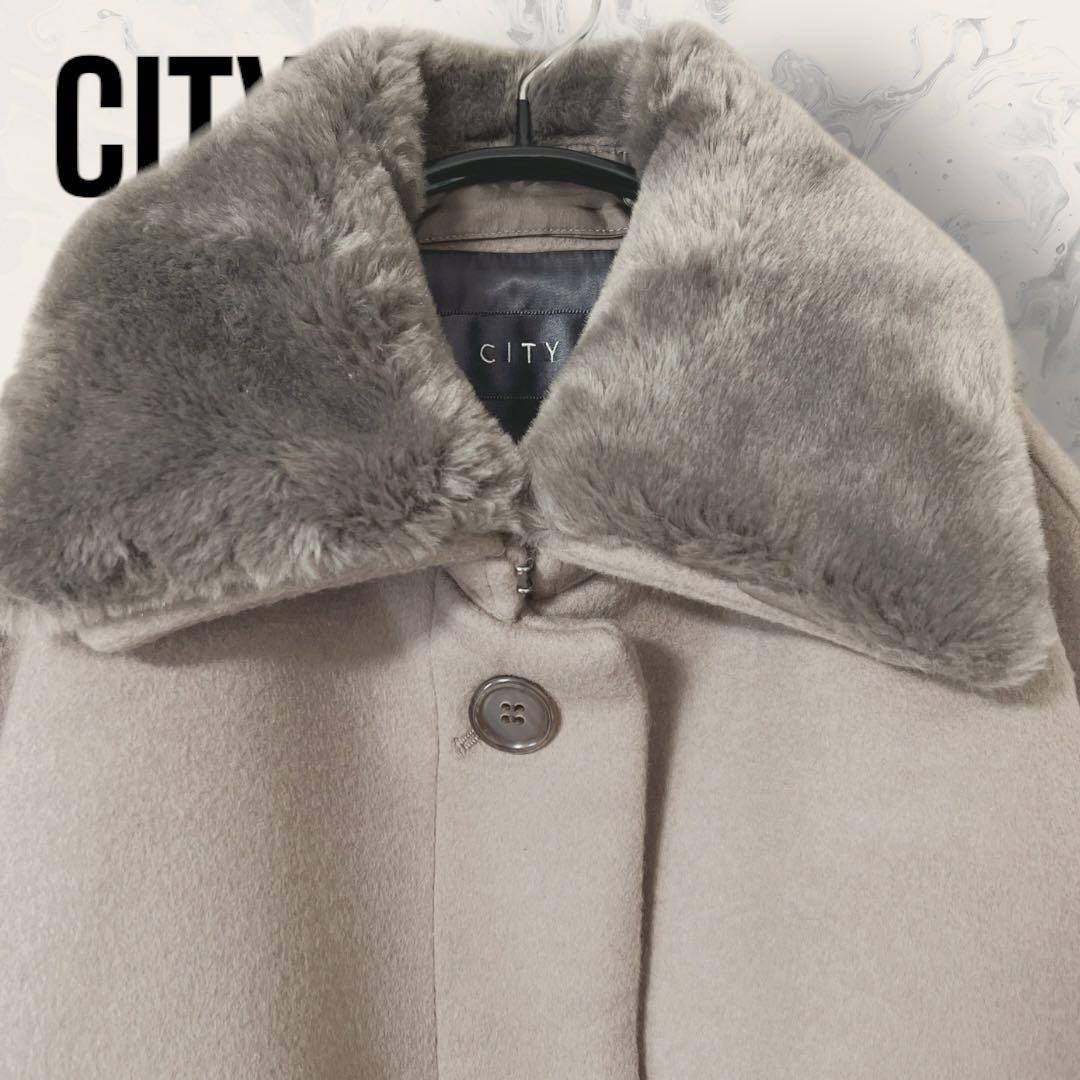 未使用】 CITY ウール メルトン ファー ショート コート - メルカリ