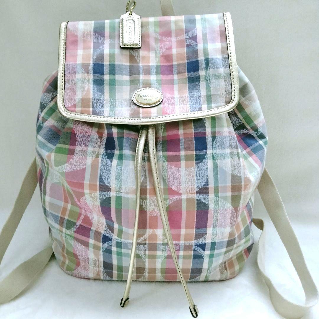 【希少美品】 コーチ シグネチャー リュック ポピー マドラス COACH 希少美品】 コーチ シグネチャー リュック ポピー マドラス COACH