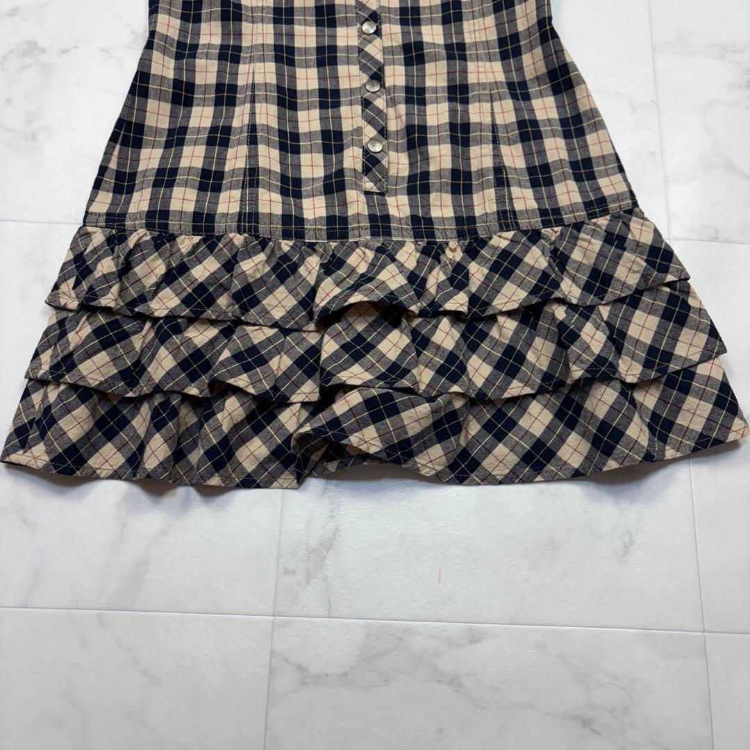 バーバリーブルーレーベル ミニワンピース ノバチェック 36 ブラウン