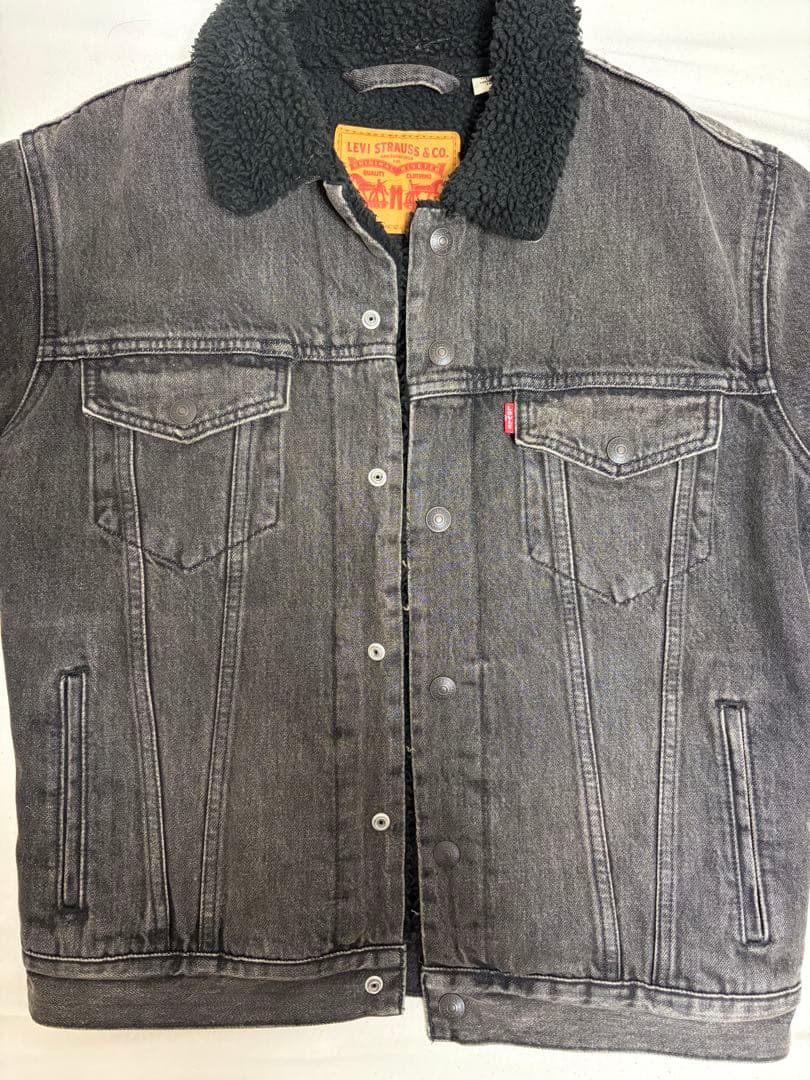 Levi's ボア襟付きデニムジャケット S グレー - メルカリ